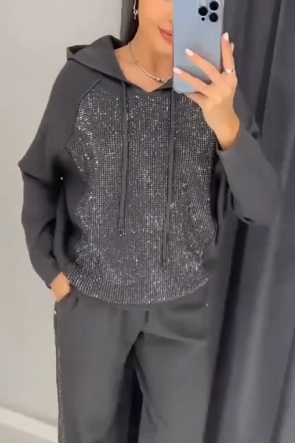 Women's Knit Co Ord Set with Hooded Jumper and Joggers