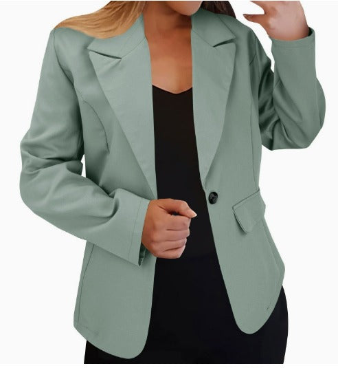 Women's Tailored Blazer with Notch Lapels and Single Button Front