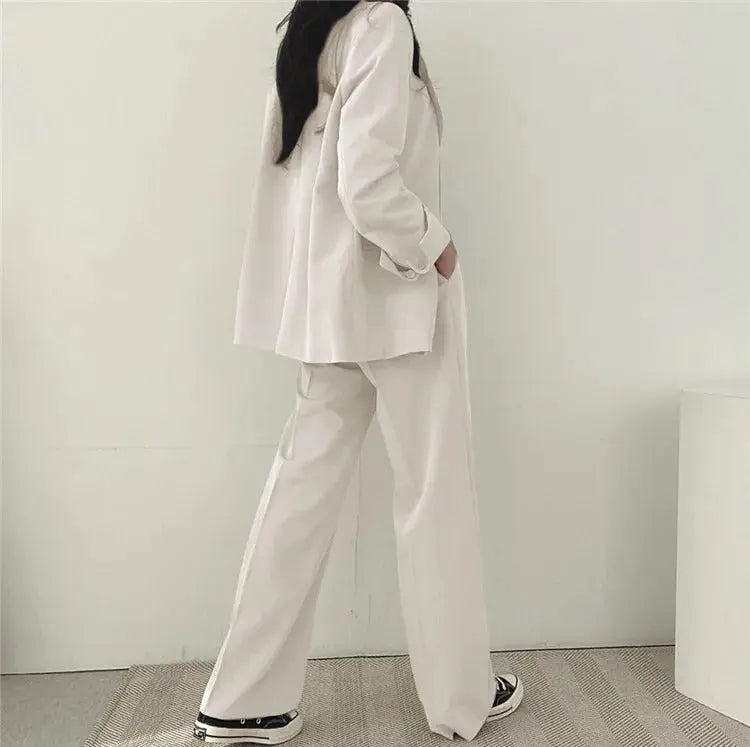 Women's Tailored Co-Ord Set with Blazer and Wide Leg Trousers