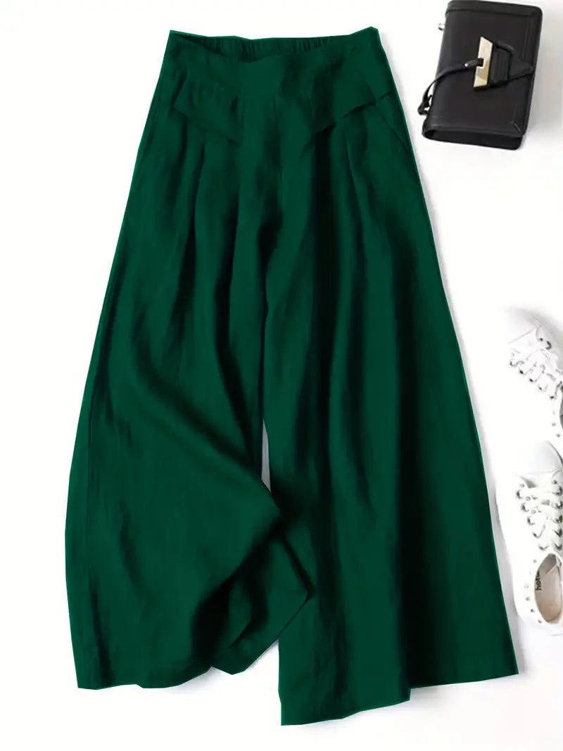Women's Palazzo Trousers with High Waist and Wide Leg