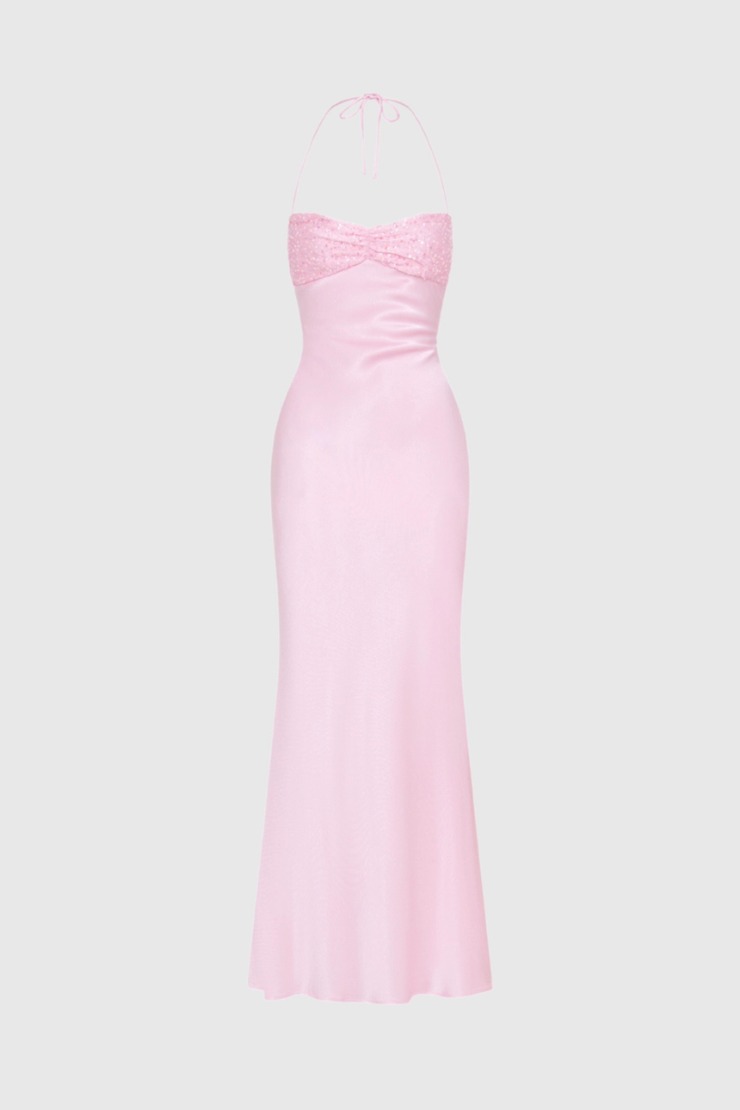 Women's Evening Maxi Dress with Embellished Bodice and Lace Up Back