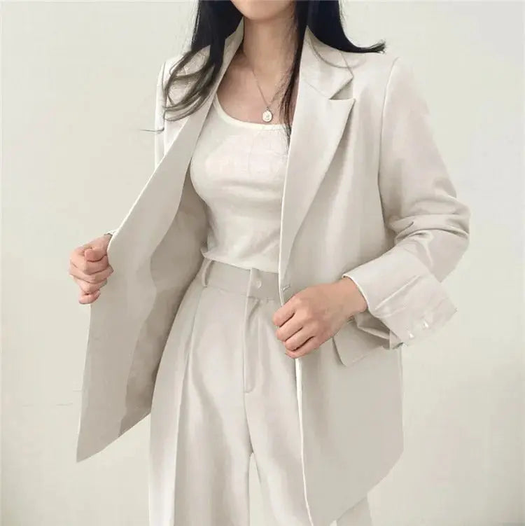 Women's Tailored Co-Ord Set with Blazer and Wide Leg Trousers