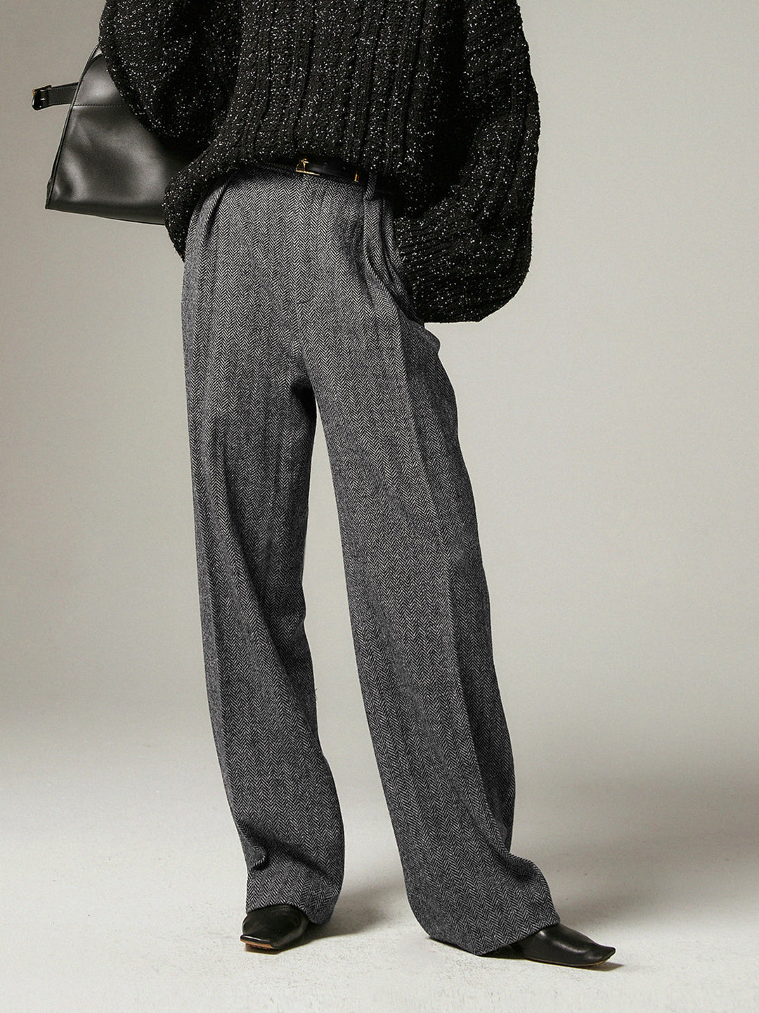 Women's Wide Leg Trousers with High Waist and Tailored Pleats