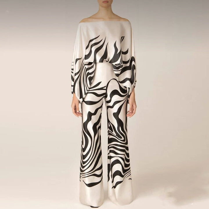 Women's Printed Co-Ord Set with Relaxed Top and Wide Leg Trousers