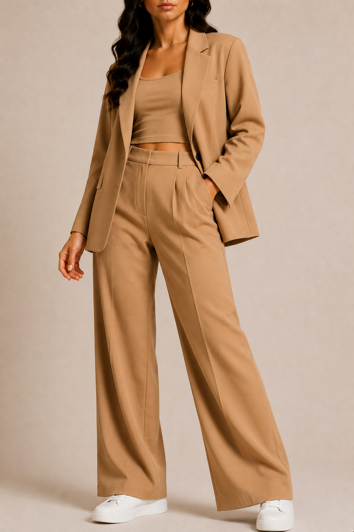 Blazer Co-Ord Set for Women with Wide Leg Trousers