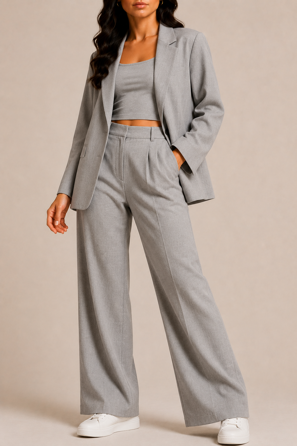 Blazer Co-Ord Set for Women with Wide Leg Trousers