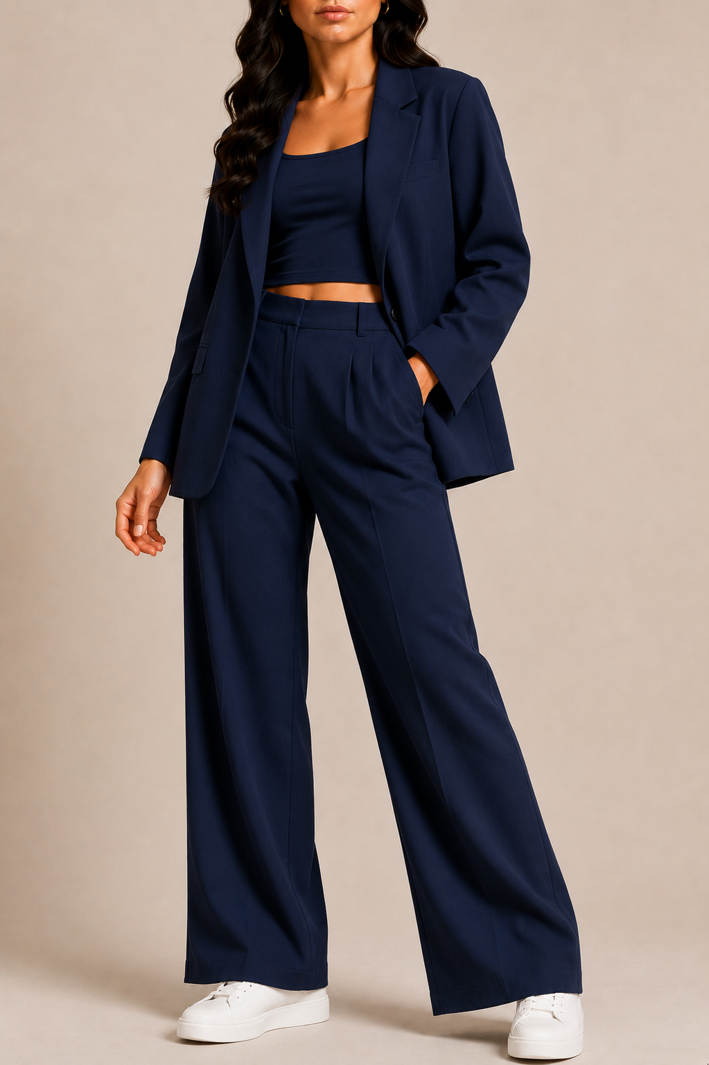 Blazer Co-Ord Set for Women with Wide Leg Trousers