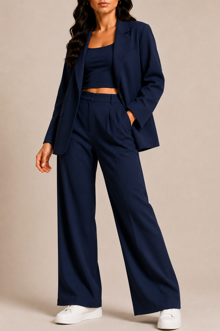 Blazer Co-Ord Set for Women with Wide Leg Trousers
