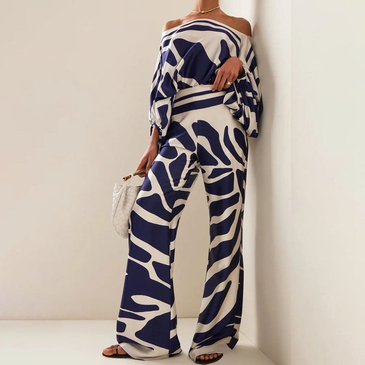 Women's Printed Co-Ord Set with Relaxed Top and Wide Leg Trousers