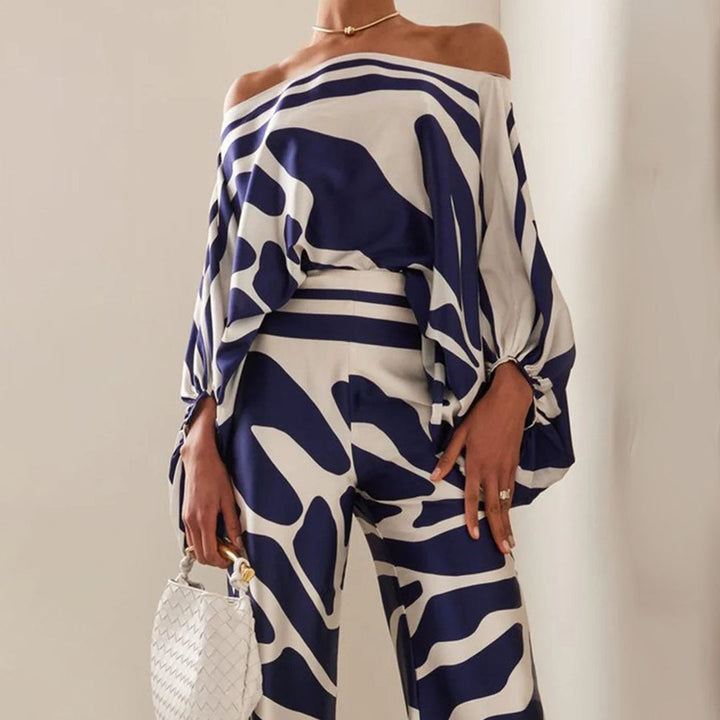 Women's Printed Co-Ord Set with Relaxed Top and Wide Leg Trousers