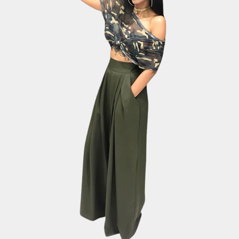 Women's Wide Leg Trousers with High Waist and Relaxed Fit