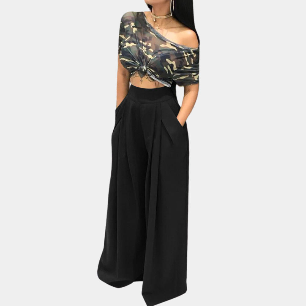 Women's Wide Leg Trousers with High Waist and Relaxed Fit