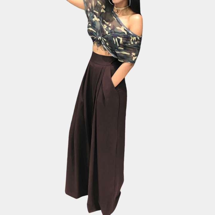 Women's Wide Leg Trousers with High Waist and Relaxed Fit