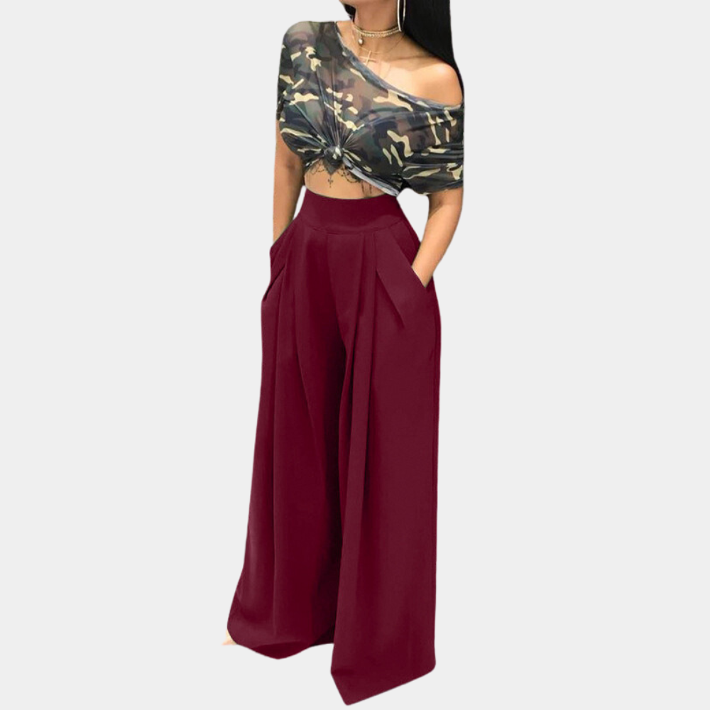 Women's Wide Leg Trousers with High Waist and Relaxed Fit