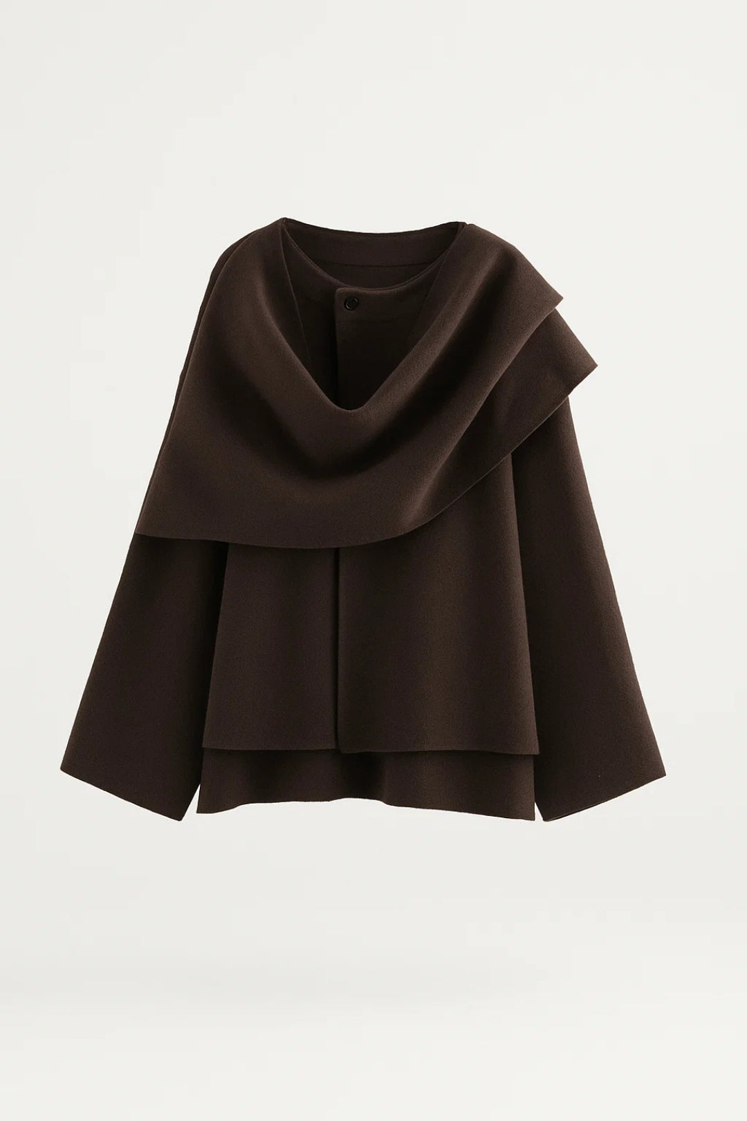 Women's Layered Knit Jumper with Draped Cowl Neck and Long Sleeves
