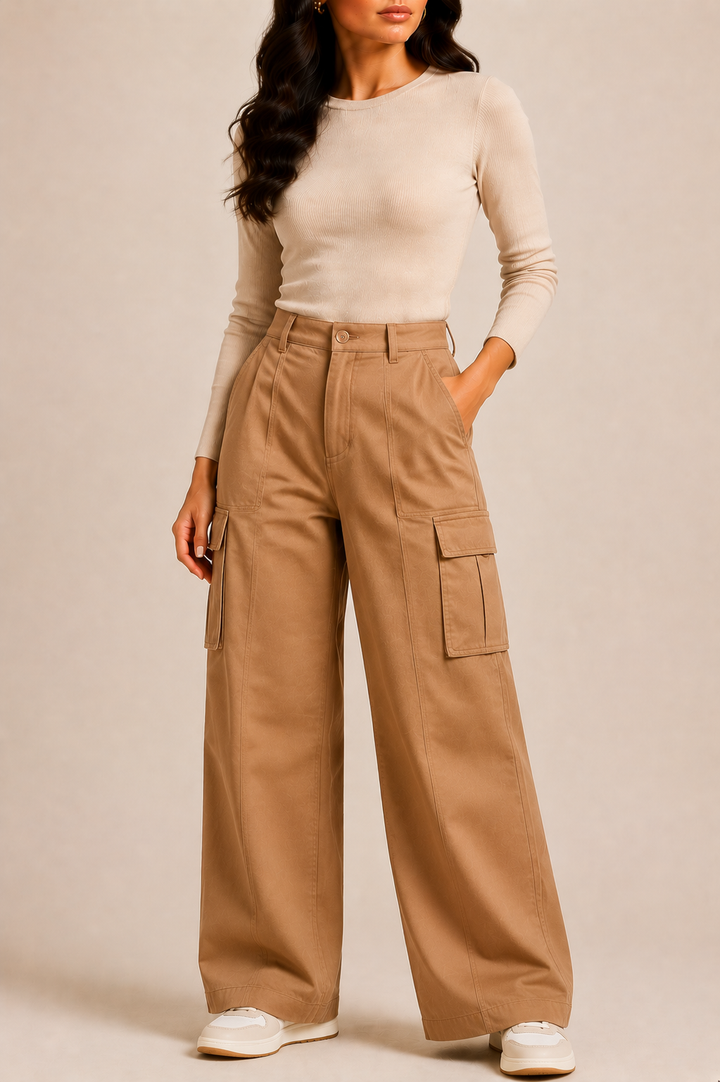 Cargo Trousers for Women with Wide Leg