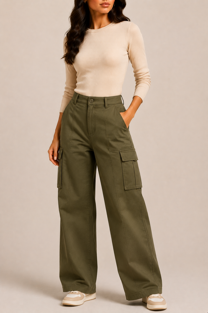 Cargo Trousers for Women with Wide Leg