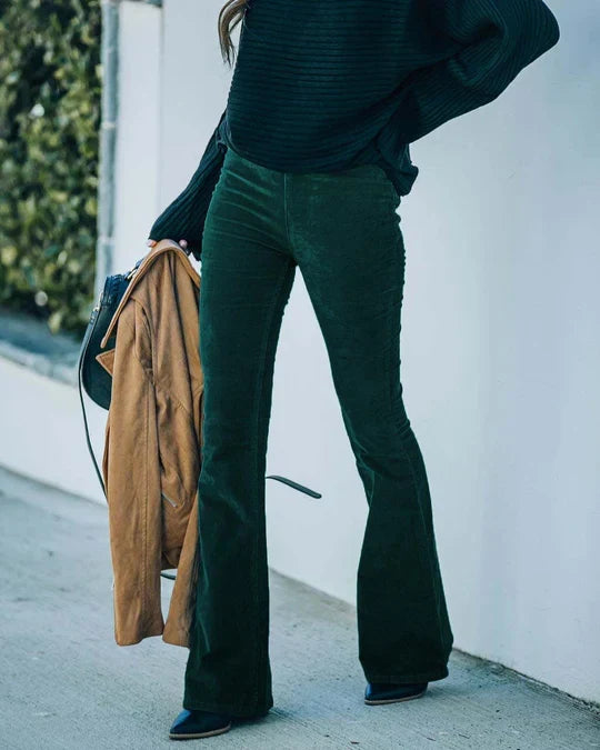 Women's Flared Trousers with High Waist and Tailored Fit