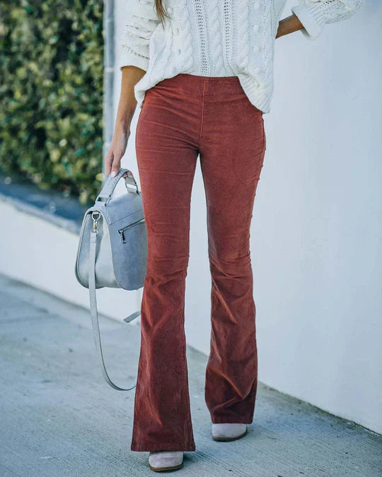 Women's Flared Trousers with High Waist and Tailored Fit