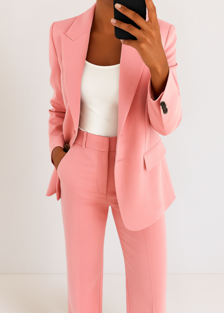 Women's Tailored Co-Ord Set with Blazer and Wide Leg Trousers