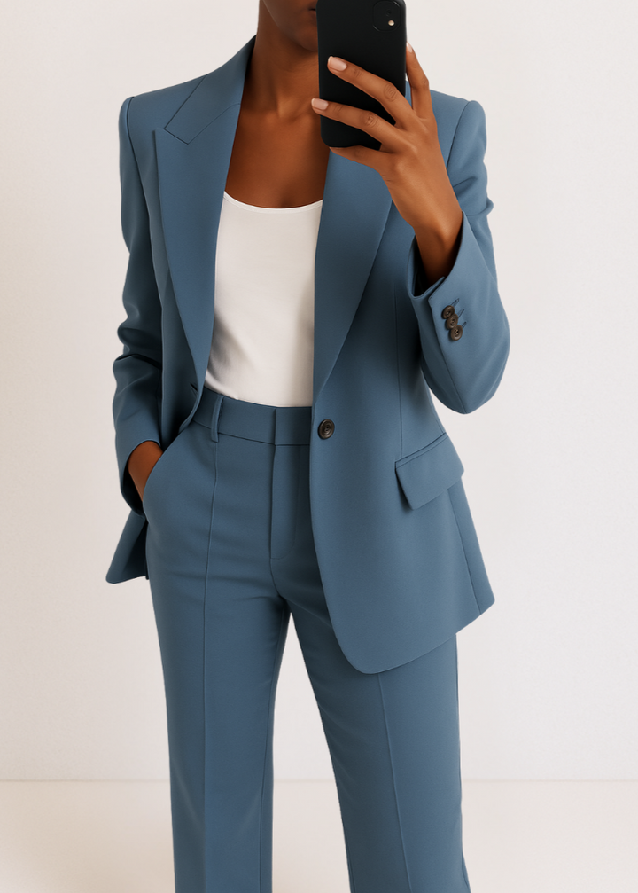 Women's Tailored Co-Ord Set with Blazer and Wide Leg Trousers