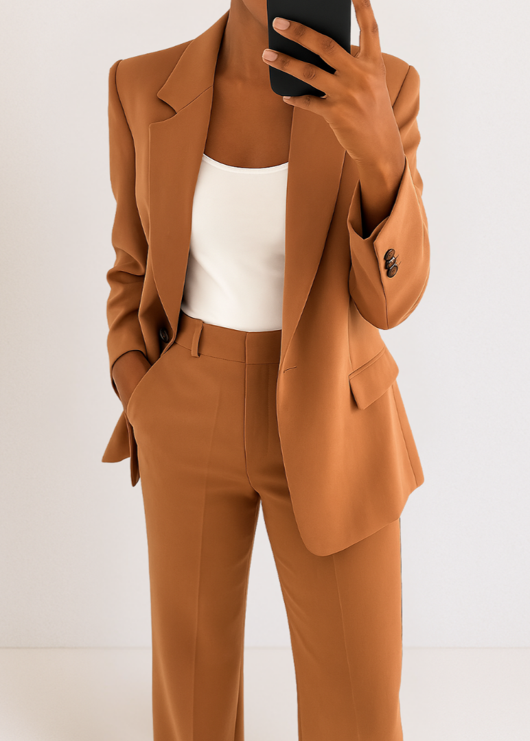 Women's Tailored Co-Ord Set with Blazer and Wide Leg Trousers