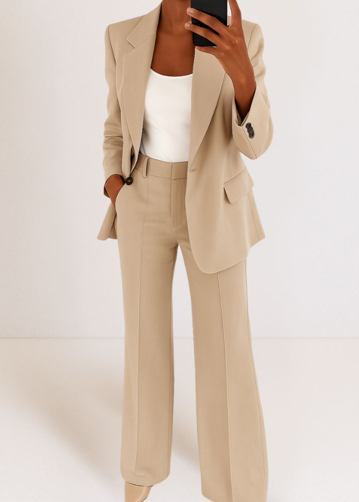 Women's Tailored Co-Ord Set with Blazer and Wide Leg Trousers