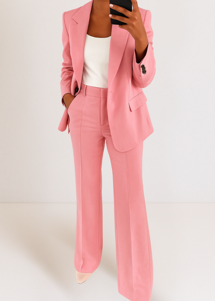 Women's Tailored Co-Ord Set with Blazer and Wide Leg Trousers