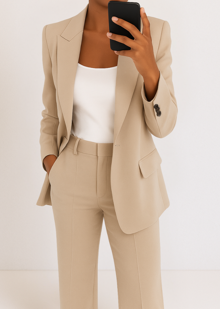 Women's Tailored Co-Ord Set with Blazer and Wide Leg Trousers