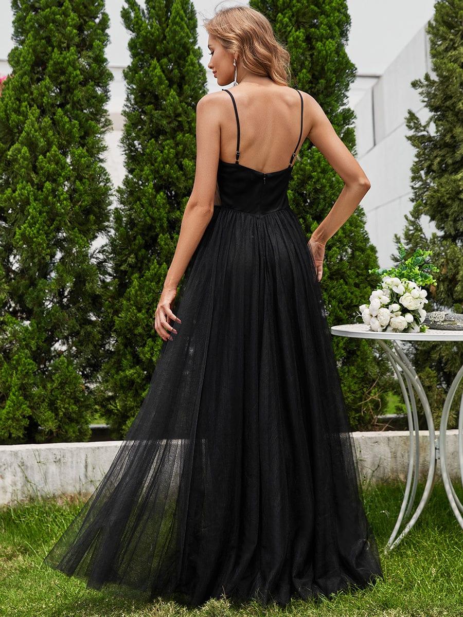 Women's V Neck Wedding Dress with Spaghetti Straps and Full Maxi Skirt