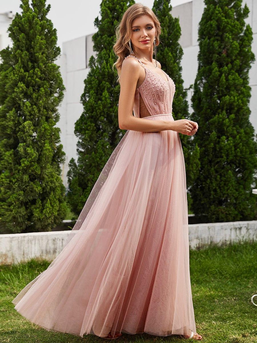 Women's V Neck Wedding Dress with Spaghetti Straps and Full Maxi Skirt