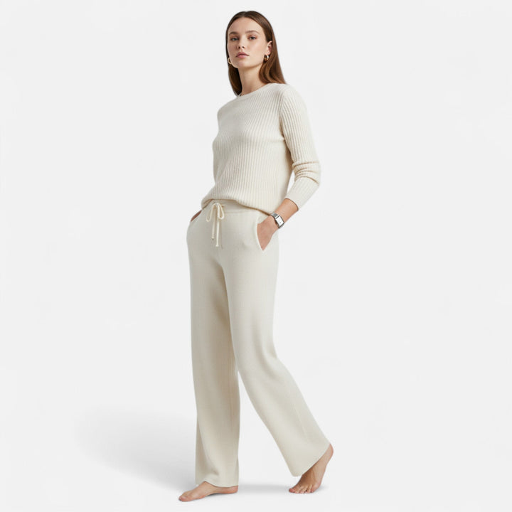 Women's Wide Leg Trousers with High Waist and Side Pockets