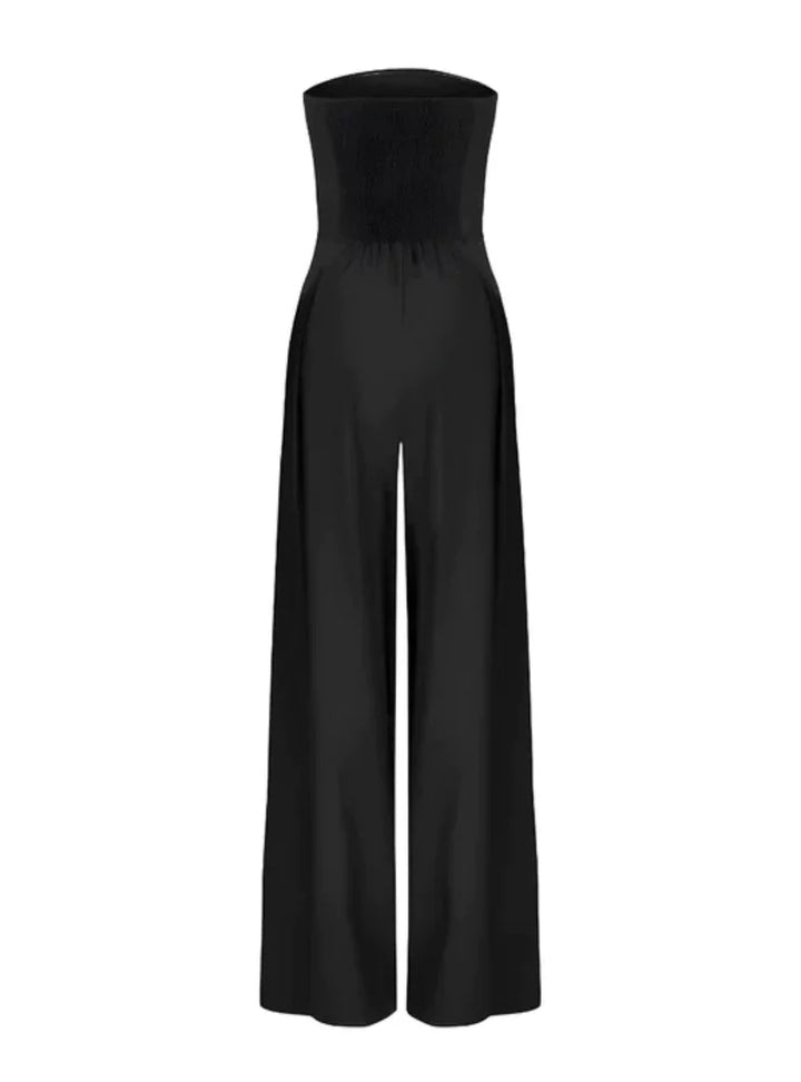 Women's Strapless Jumpsuit with Wide Leg Trousers