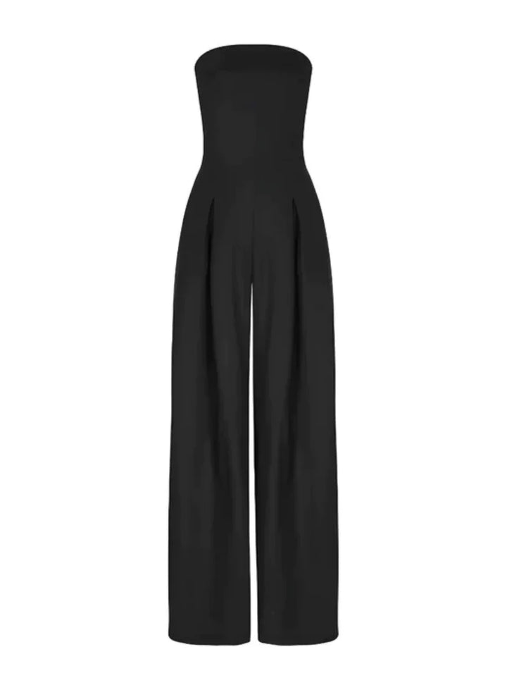 Women's Strapless Jumpsuit with Wide Leg Trousers