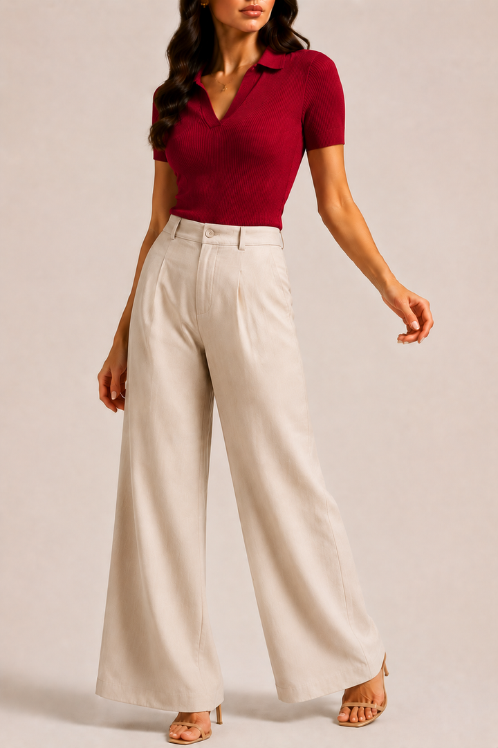 Polo Top for Women with Button Front
