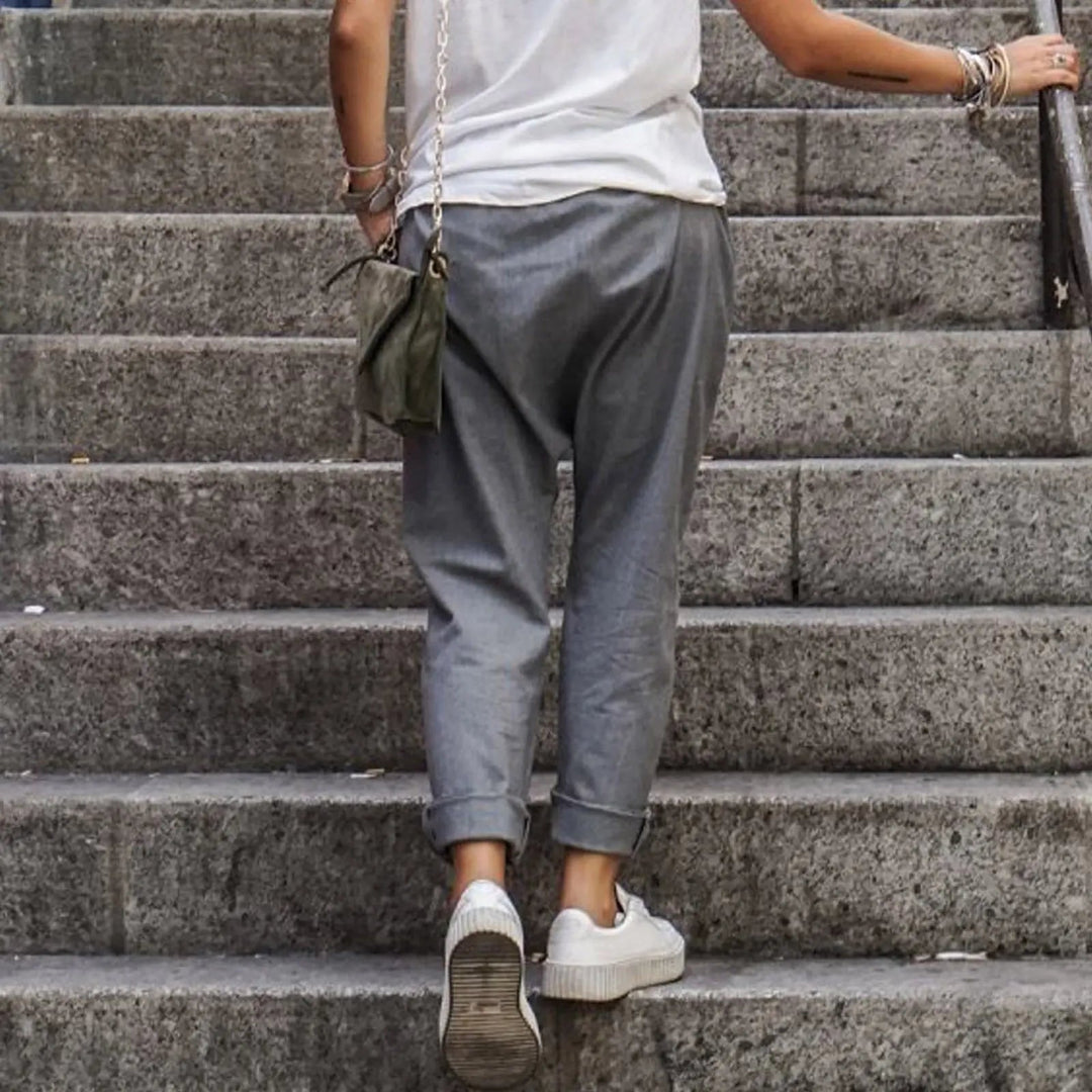 Women's Relaxed Fit Trousers with Tapered Leg