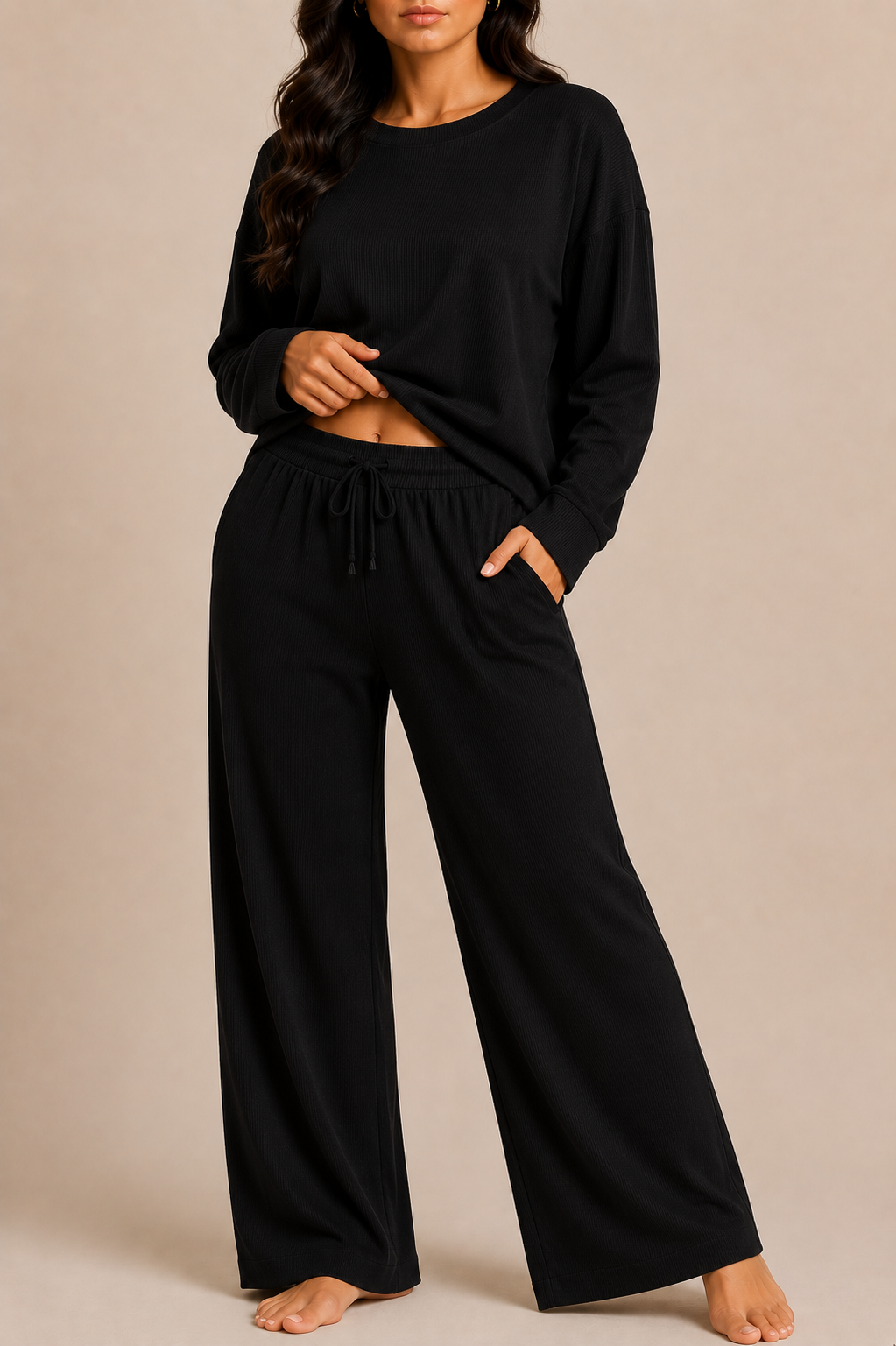 Lounge Co-Ord Set for Women with Wide Leg Trousers