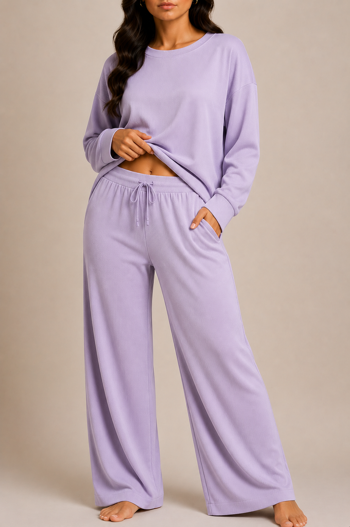Lounge Co-Ord Set for Women with Wide Leg Trousers