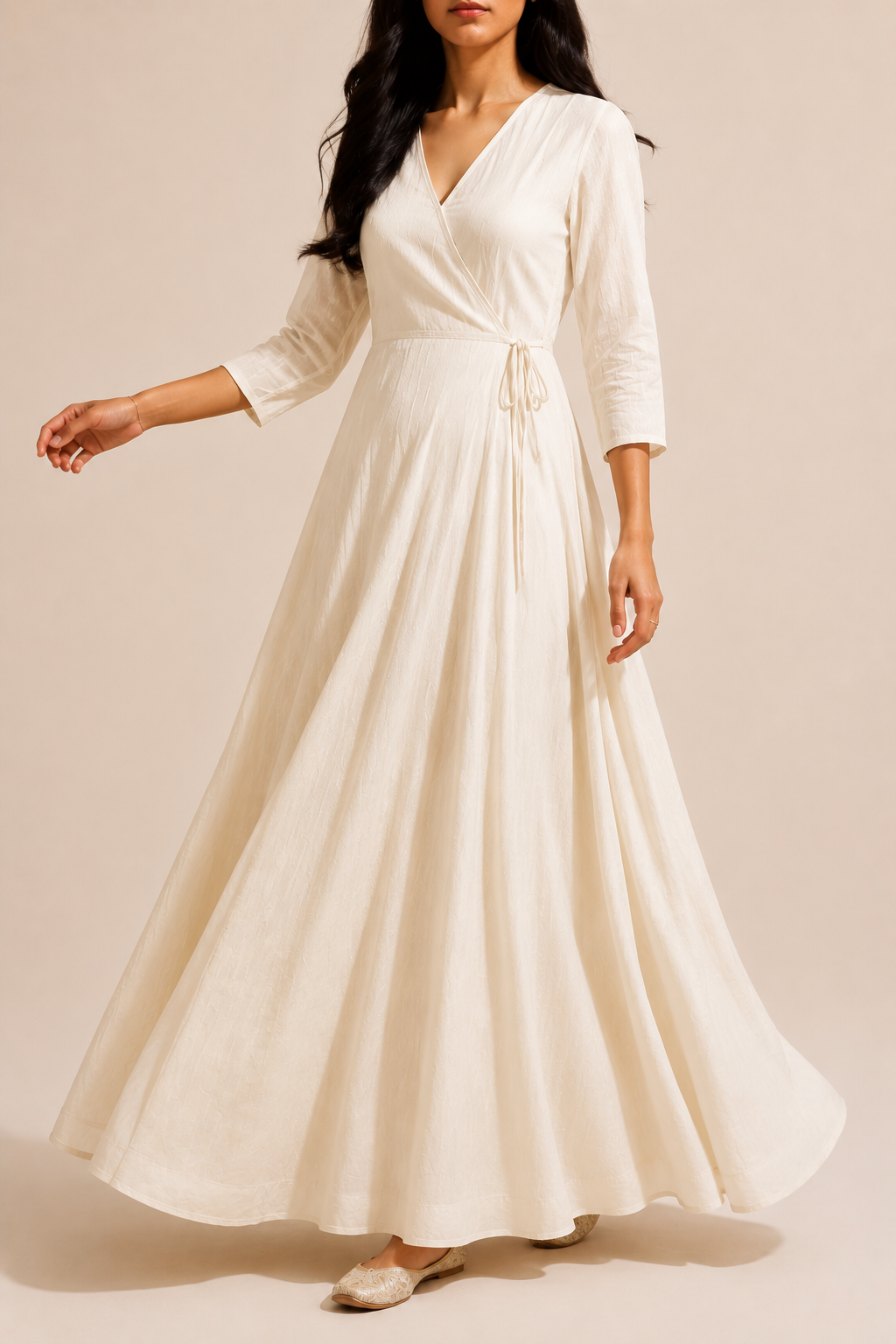 Women's Wedding Guest Wrap Maxi Dress with Tie Waist