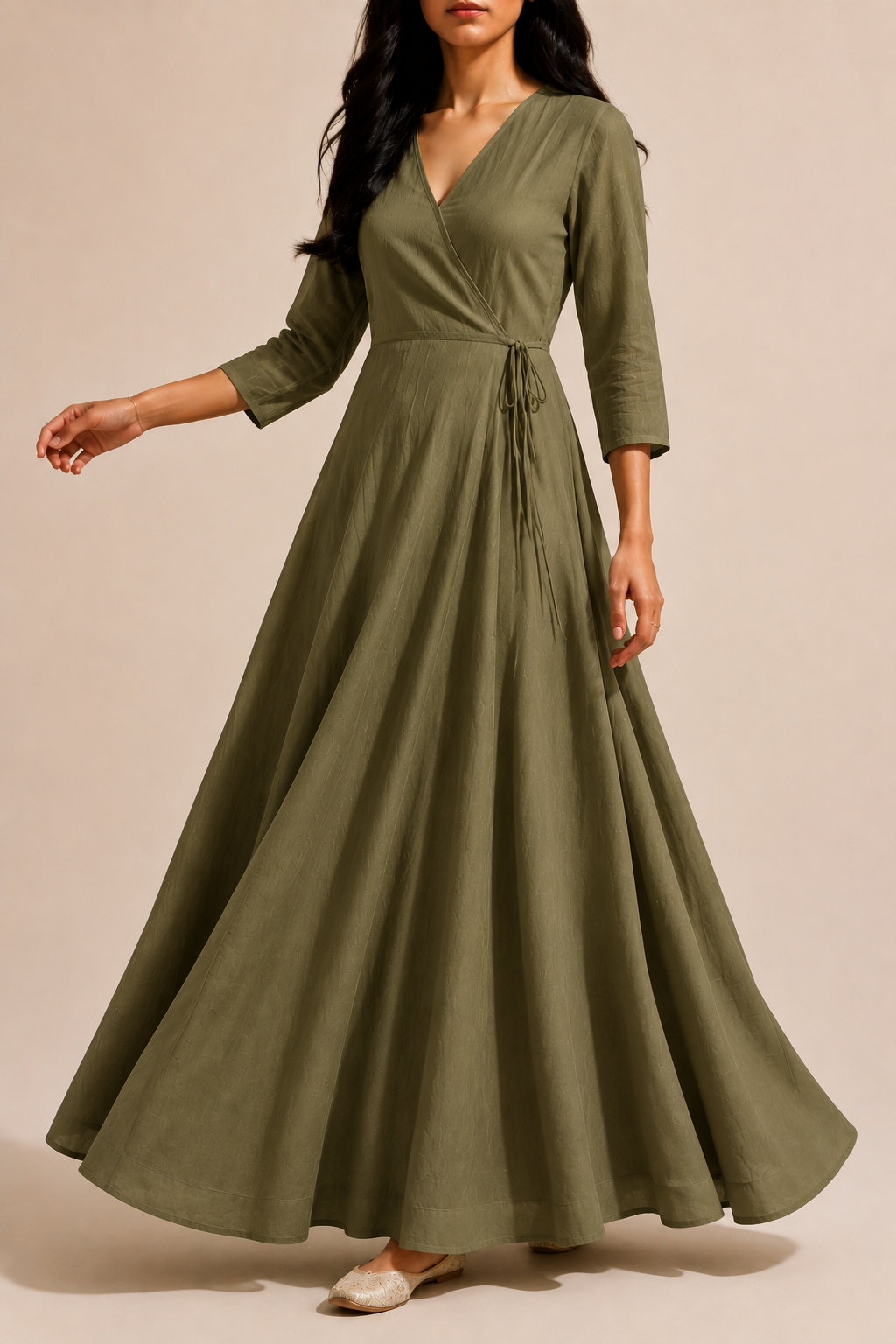 Women's Wedding Guest Wrap Maxi Dress with Tie Waist