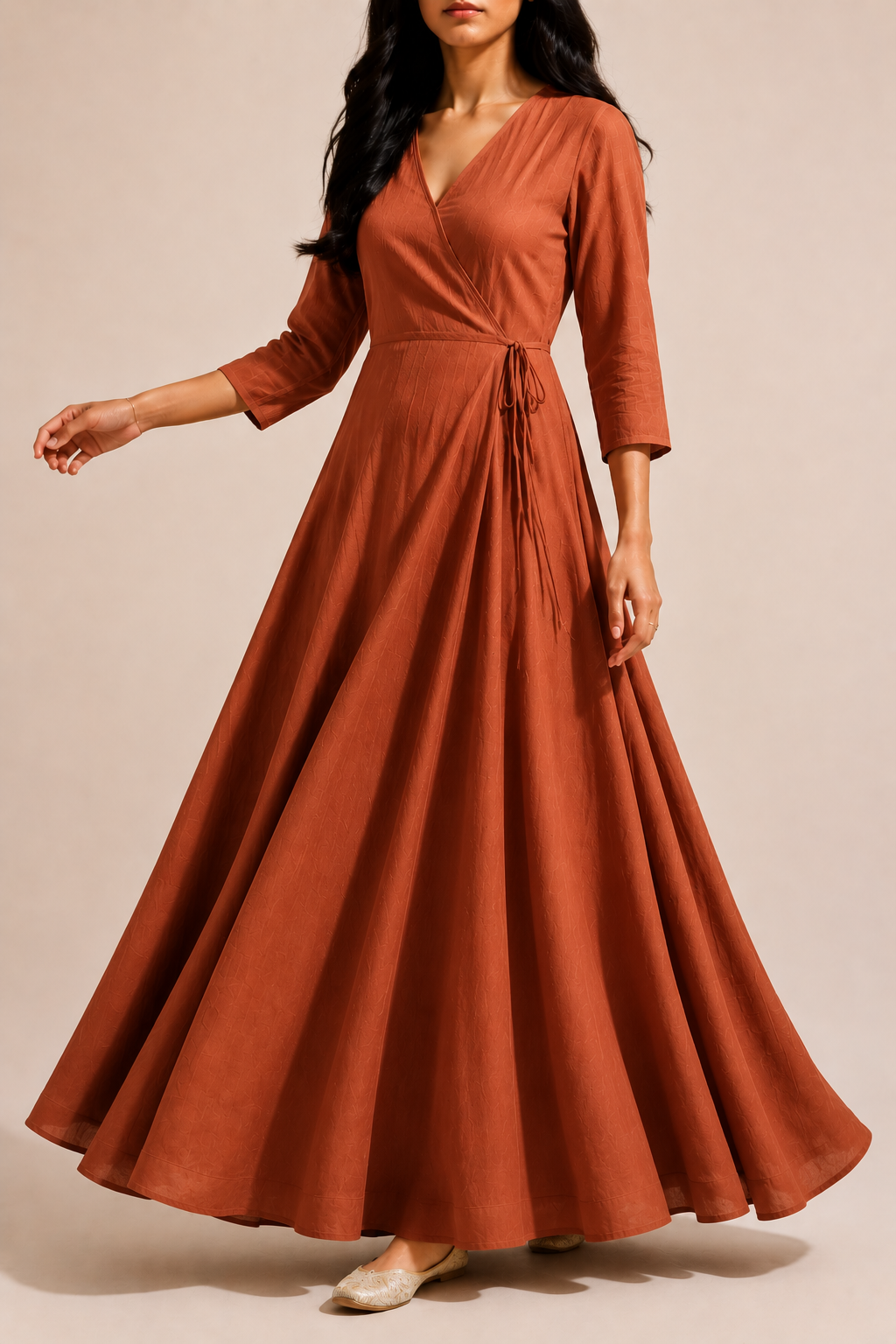 Women's Wedding Guest Wrap Maxi Dress with Tie Waist