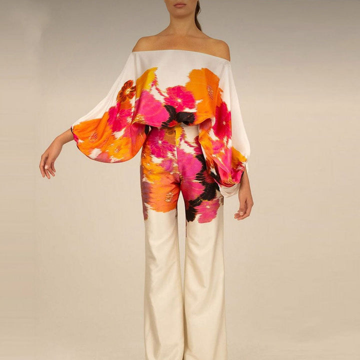 Women's Printed Co-Ord Set with Relaxed Top and Wide Leg Trousers