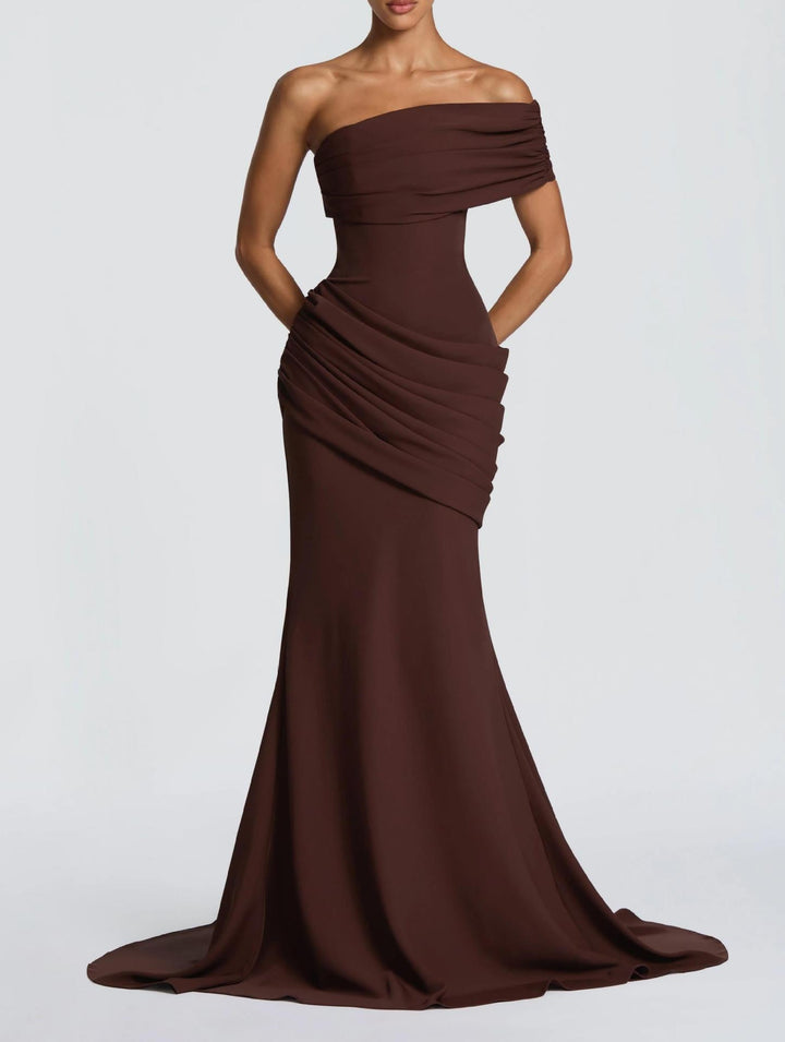 Women's Evening One Shoulder Maxi Dress with Mermaid Skirt