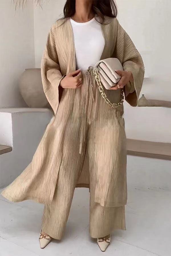 Women's Relaxed Co-Ord Set with Longline Top and Wide Leg Trousers