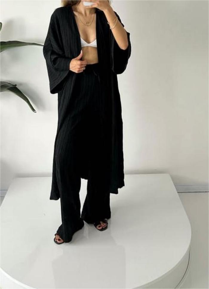 Women's Relaxed Co-Ord Set with Longline Top and Wide Leg Trousers