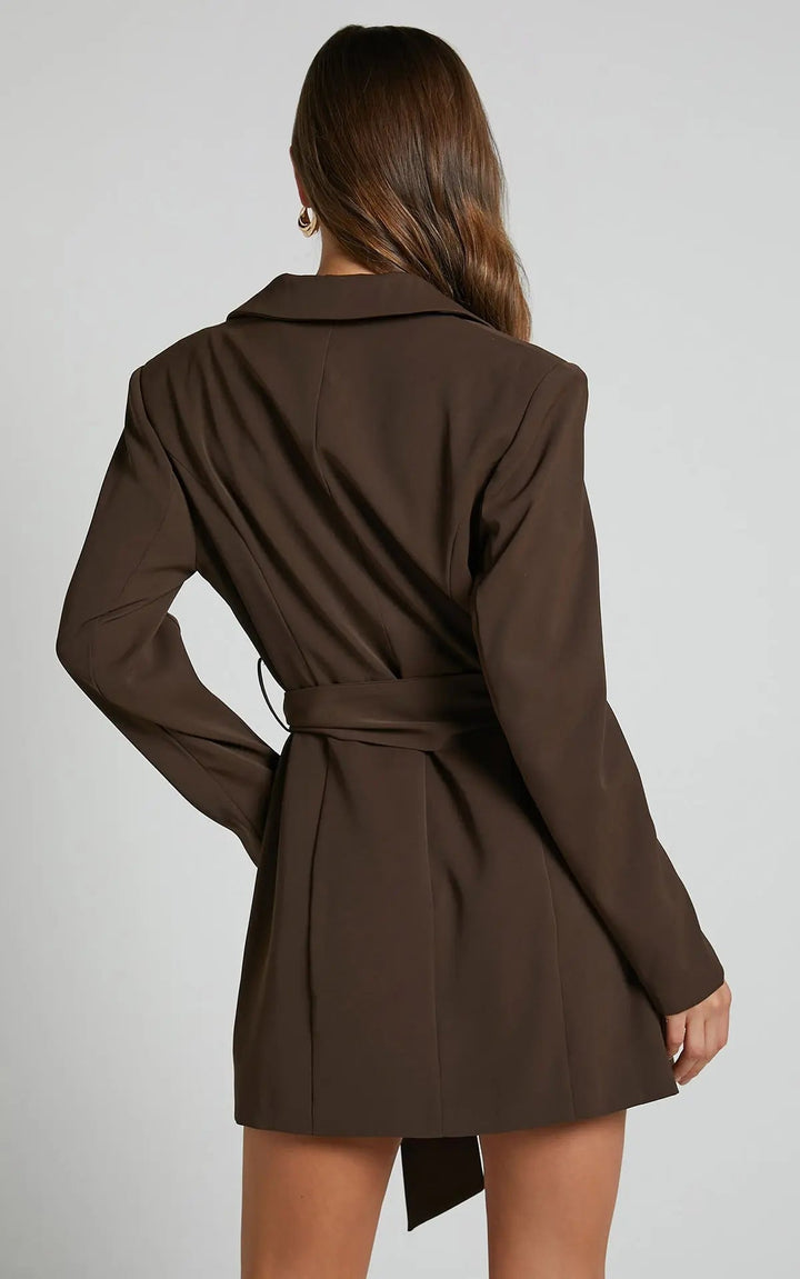 Women's Belted Blazer Dress with Tailored Fit