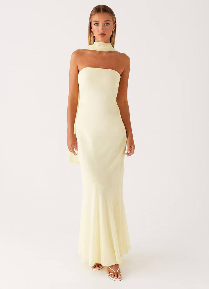 Women's Evening Bandeau Maxi Dress with Mermaid Skirt