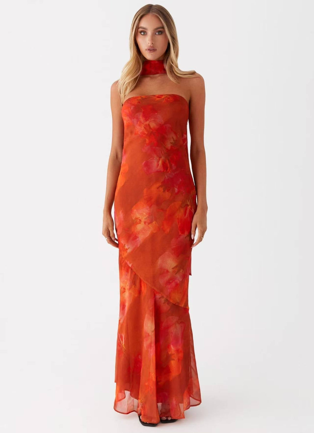 Women's Evening Bandeau Maxi Dress with Mermaid Skirt