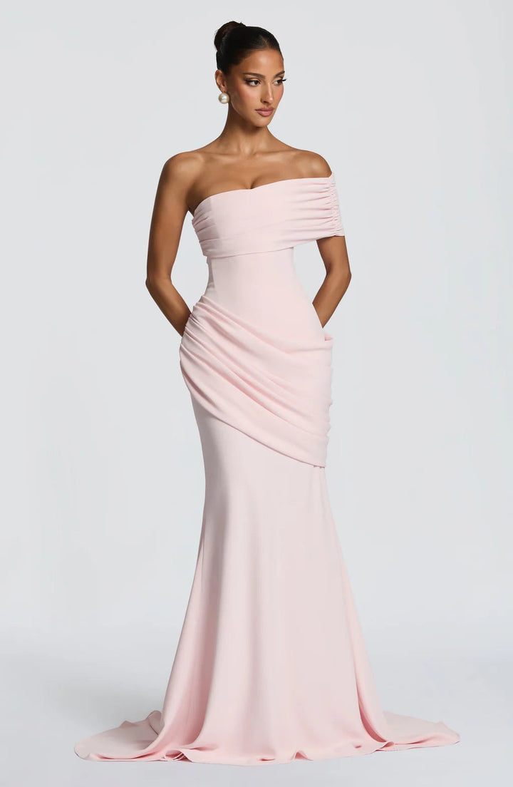 Women's Evening One Shoulder Maxi Dress with Mermaid Skirt