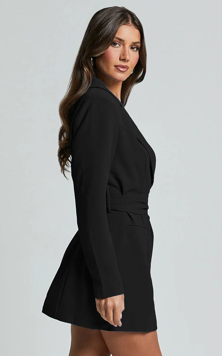 Women's Belted Blazer Dress with Tailored Fit